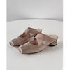 French bag head half slippers women's 2025 new summer square head ballet cross strap medium heel thick heel outer sandals