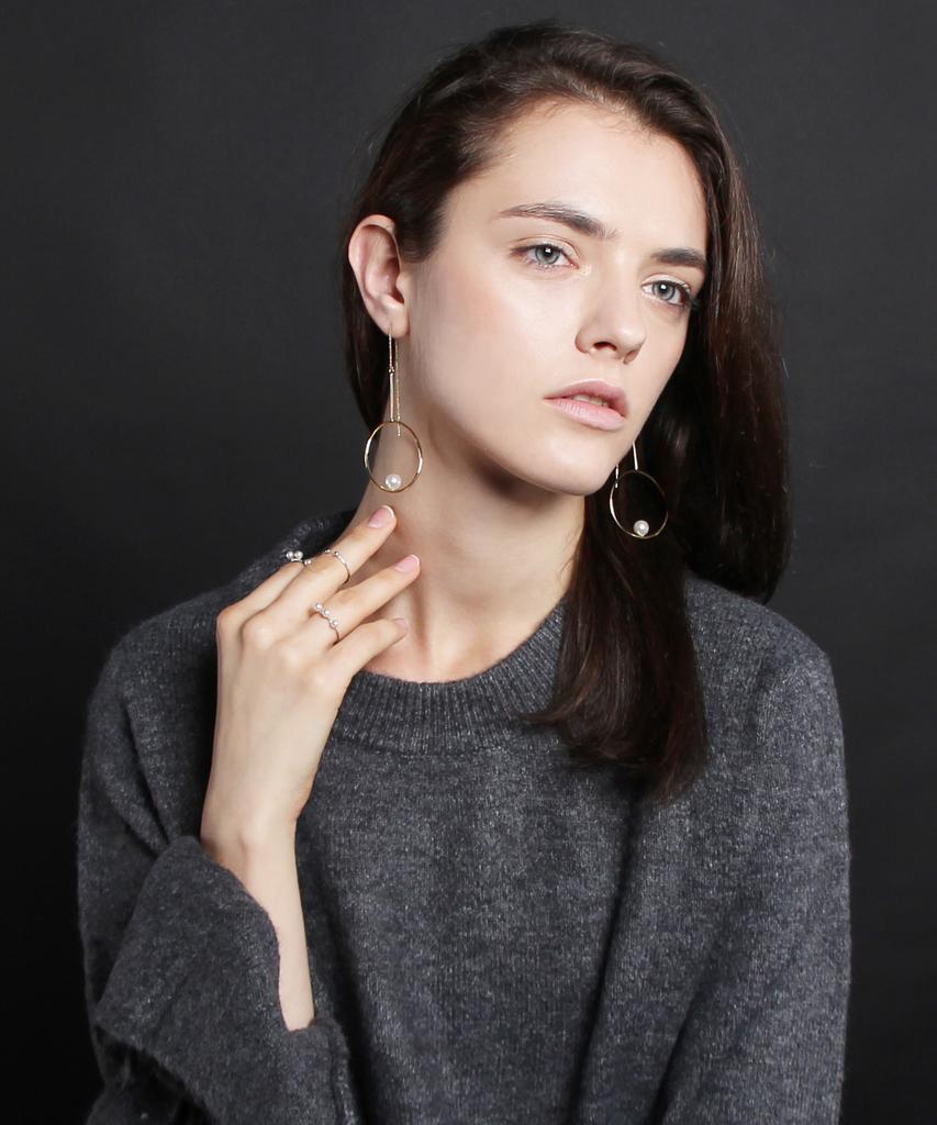 De La Lune Gold Door Handle Pearl Earrings [Dl16Fwer03Gdf]