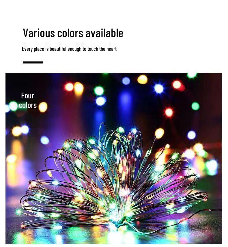 Colorful Copper LED String Lights: Battery-Powered, Outdoor Solar Decor for New Year & Spring Festivals