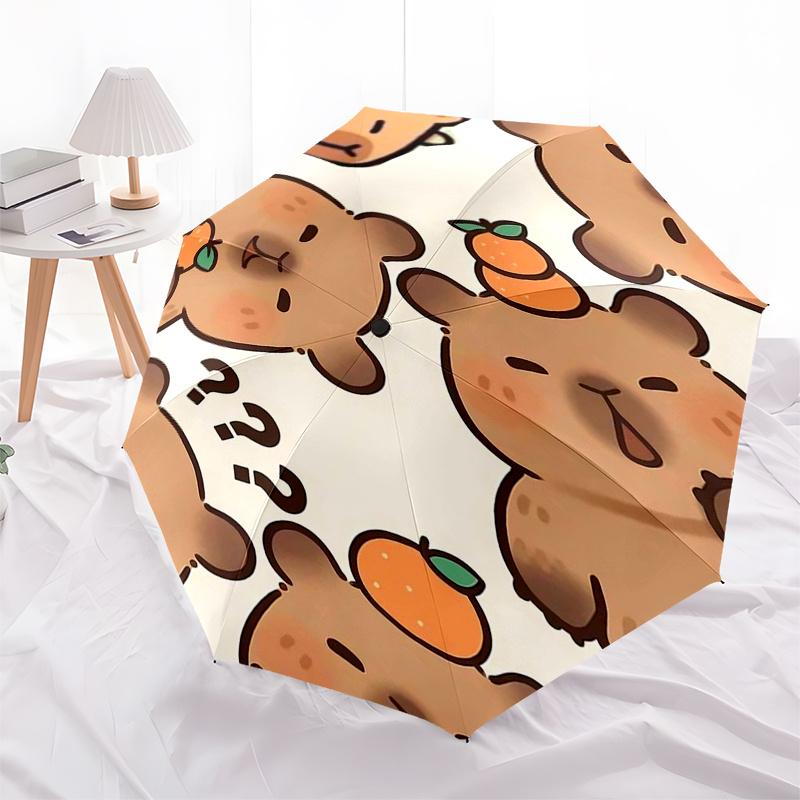 Capybara Themed Travel Umbrella-8 Ribs Automatic Opening and Closing, Portable Folding Design, Compact and Stylish Umbrella Suitable for Out