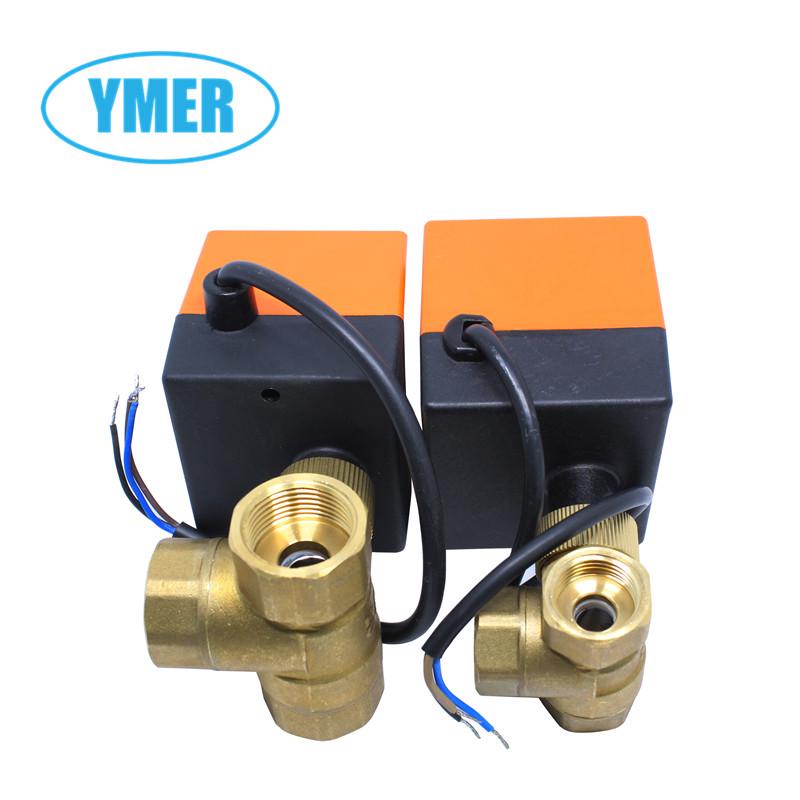 1-Inch Brass Electric Three-Way Ball Valve for Cold/Hot Water System, Internal Thread 4/6 Points