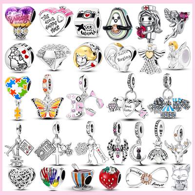 New 925 Sterling Silver Angel Charm Tree of Life Bead Boy Girl Heart Charms For Original Bracelet Jewelry