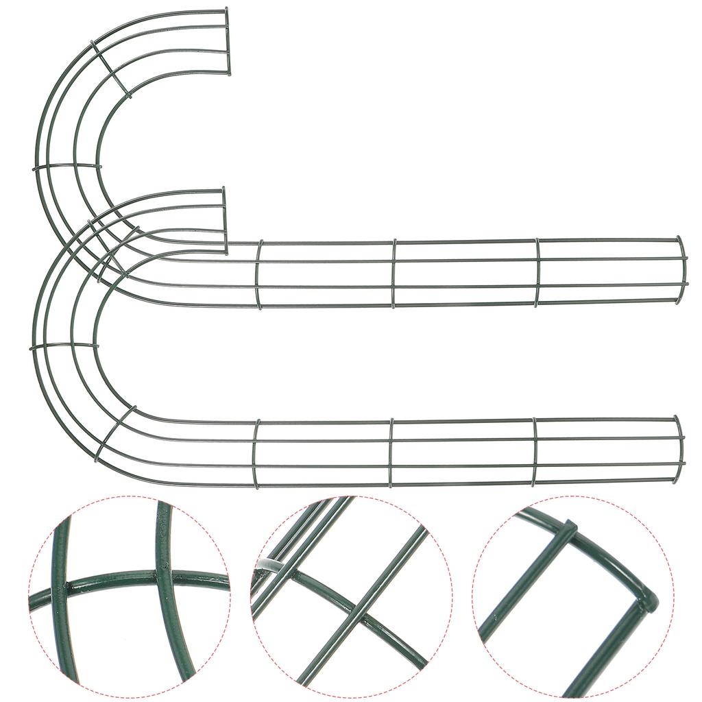 2 Pcs Green Ribbon Christmas Wreath Decoration Candy Cane Shape Frame Iron Ring Accessory Garland Bride