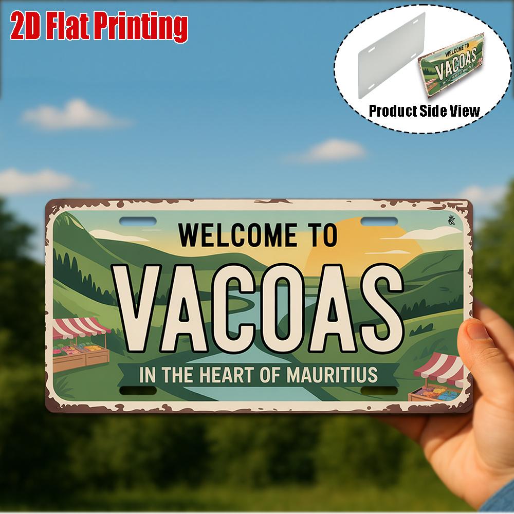 D Flatpc Vintage Metallschild Nur zur Dekoration Außenplakette Wandkunst (  )Vacoas Aluminium Schild im Herzen