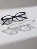 1PC/2PCS Fashion Cat Eye Pentos Plastic Frame Women Clear Glasses For Men Daily Life Take Photo Eyeglasses Clothing Accessories.