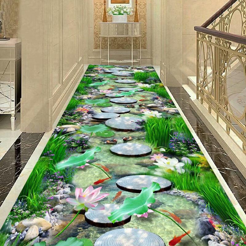 Pastoral Living Room Area Rug Flower Grass Path Hallway Corridor Rug Carpets 3D Plants Lawn Coffee Table Mat Kitchen Bedroom Rug