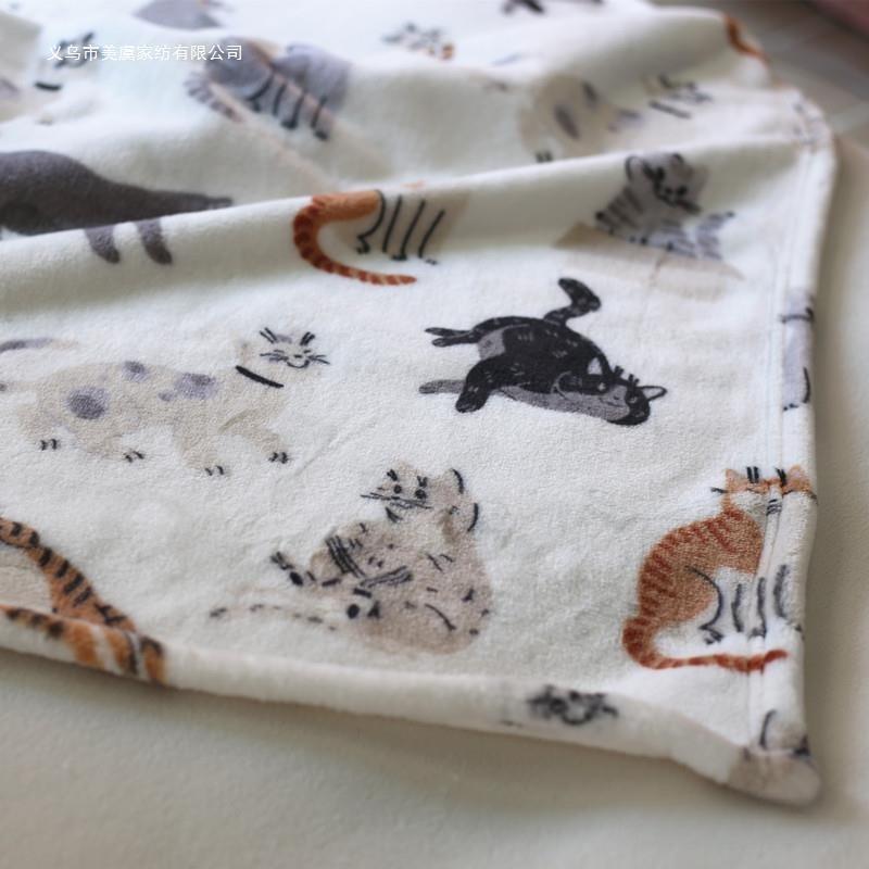 Modern Cartoon Cat Blankets Wide Flannel Soft Breathable Warm Cover Nap Blanket Camping Sofa Blanket Bedding Sheet Home Supplies