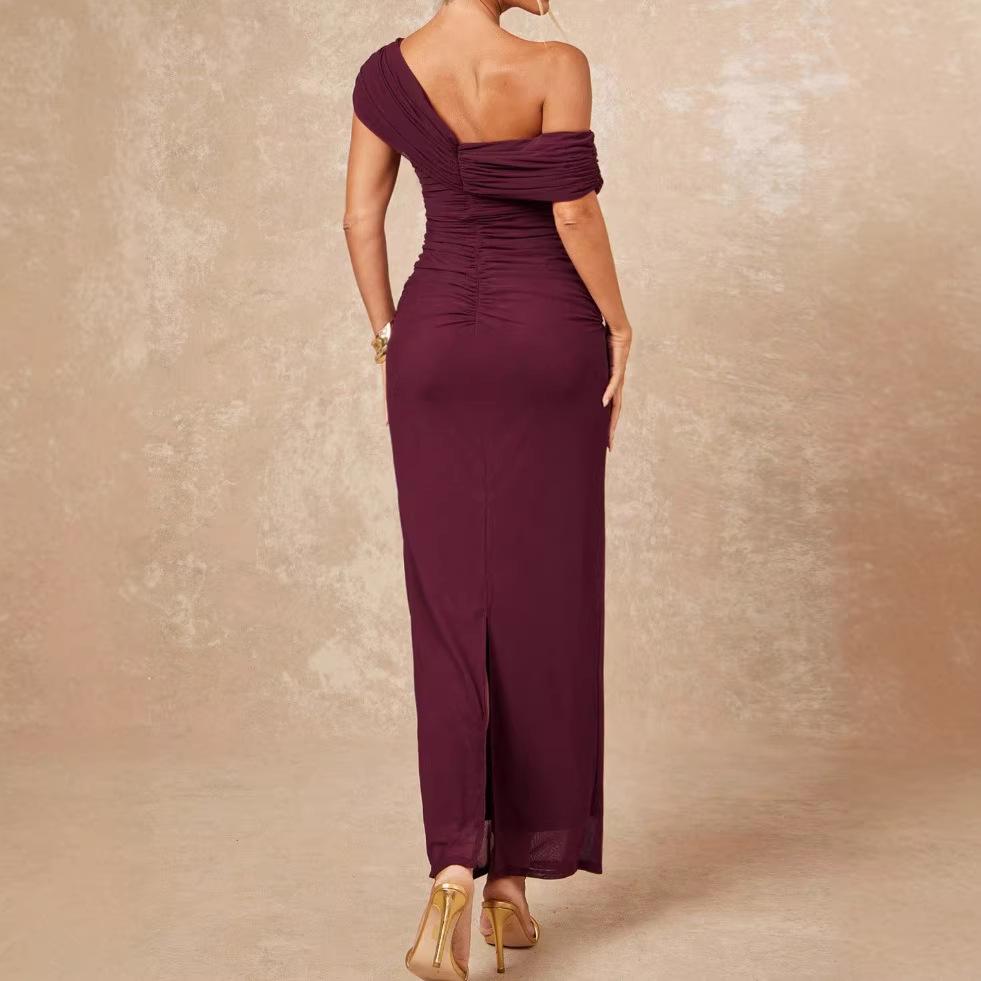 Elegantes schulterfreies Abendkleid mit hoher Taille – figurbetontes langes Kleid