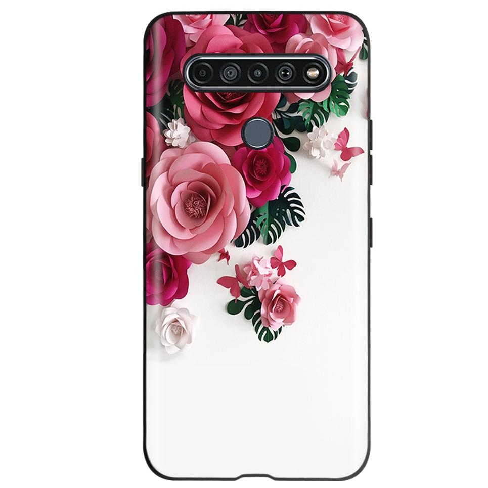 Black TPU Cover For LG K61 2020 CaseCute Cat Pattern Coque For LG K61K 61 LGK61 Luxury Matte Shockproof Protection Etui Bumper