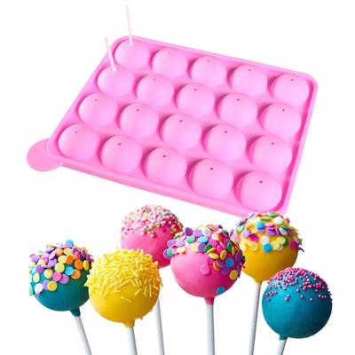 Silikon Kalıp Yapışmaz 20 Gözlü Lolly Pop Cupcake Pişirme Kalıpları Çubuklu