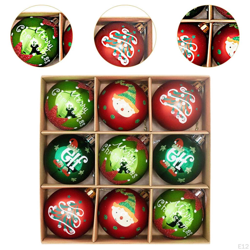 9 Pack 2.3inch Christmas Tree Balls for Holiday Decoration