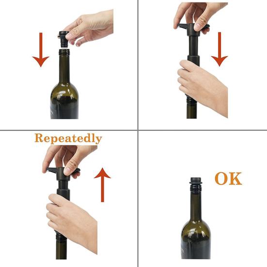 Vakuová pumpa Wine Saver se 4 zátkami Opakovaně použitelný uzávěr lahví Červené víno
