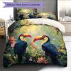 Two Toucans  Pattern Bedding Quilt Set  Home Decoration  Gift (1 * Duvet Cover + 2 * Pillowcase, Without Core)