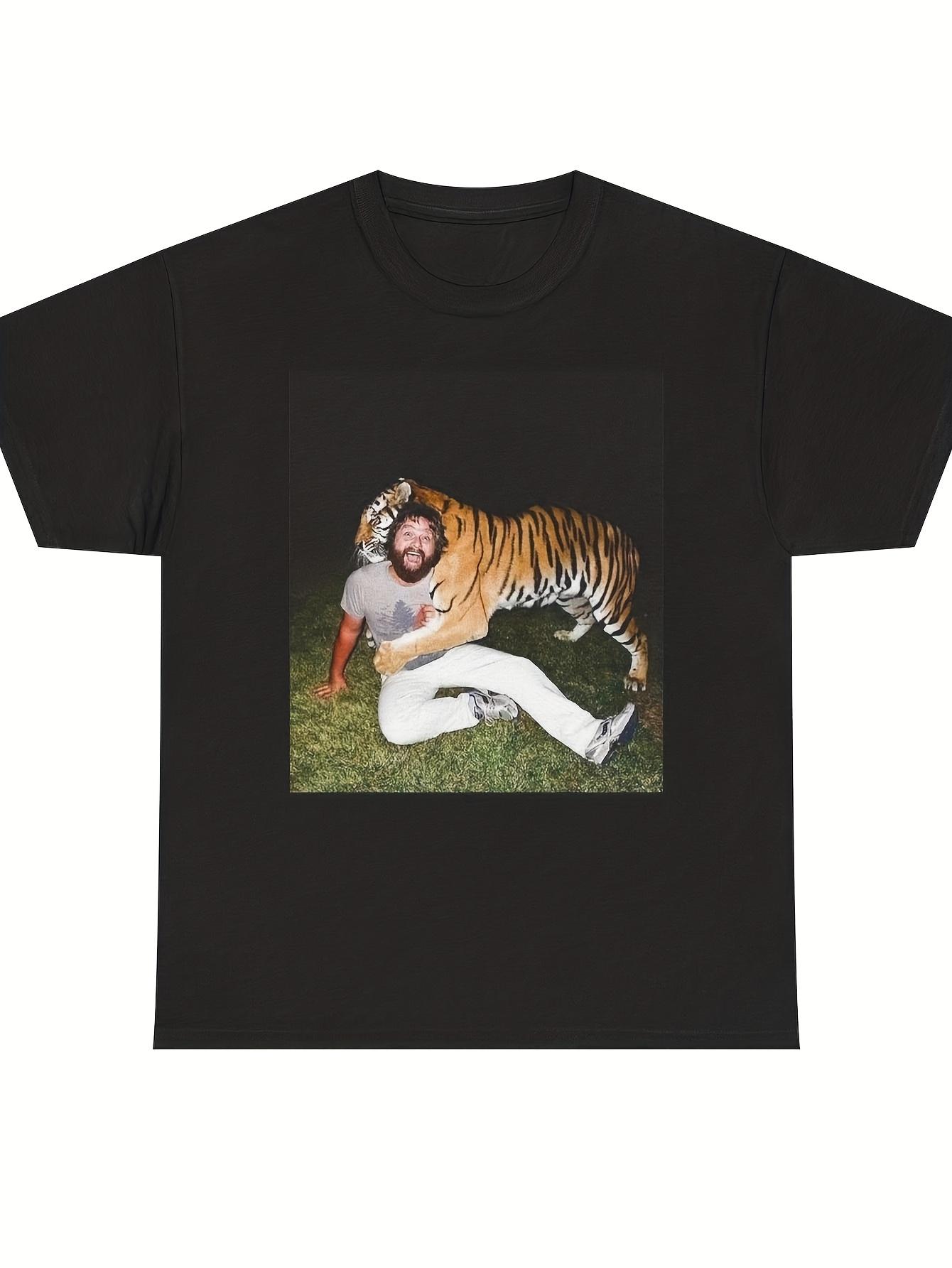Unisex The Hangover Tiger Retro Graphic T-Shirt- Retro Comic Book T-shirt with Tiger and The Hangover Themed Graphics S