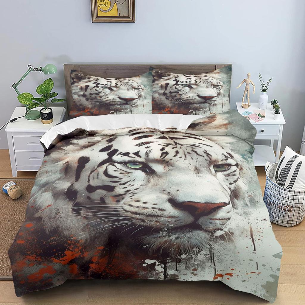 Cartoon Tiger Quilt Cover Cute Anime Full Skin Friendly  Breathable Cute Printed Bedding Warm Bedding