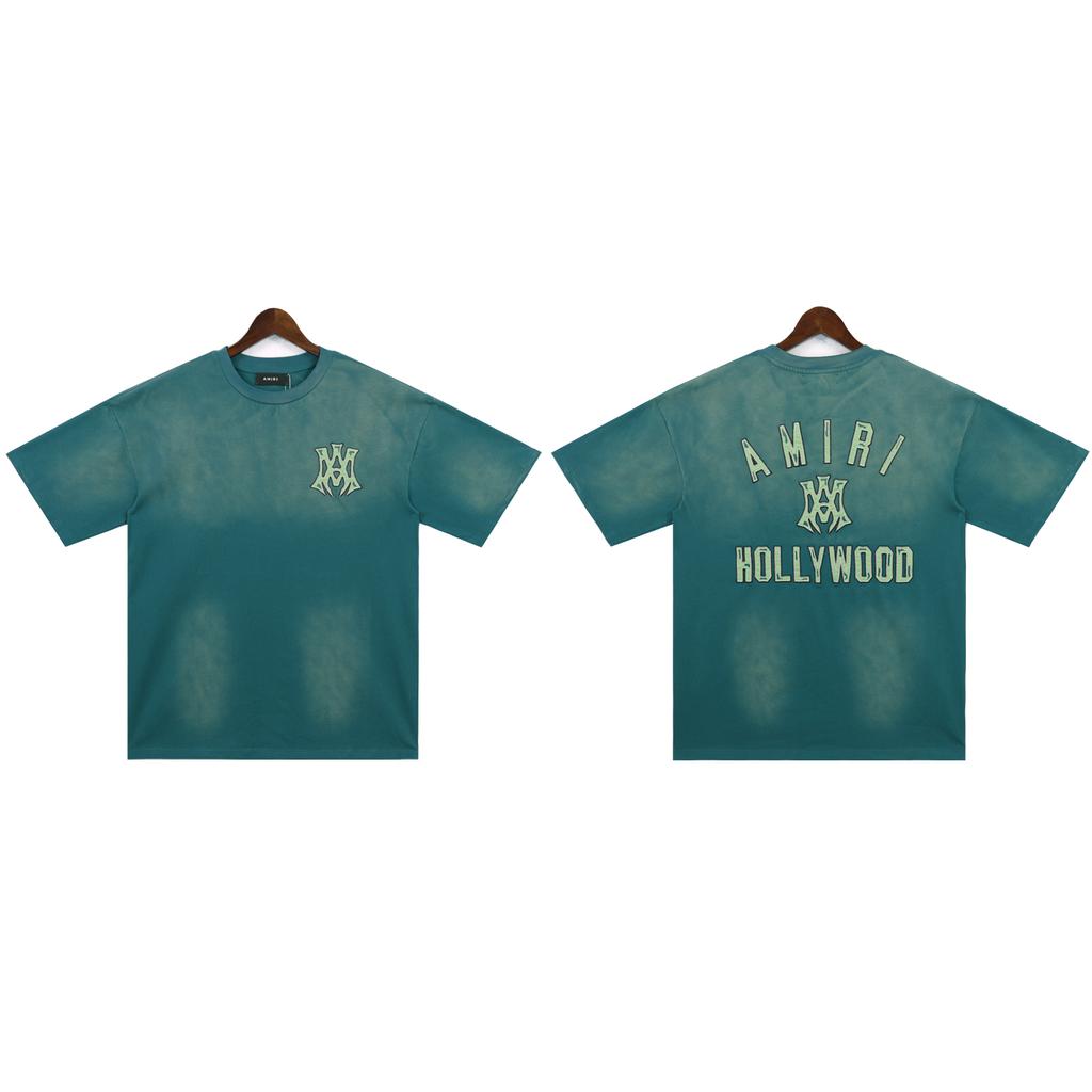 2253 Amiri 2025 Sommer Ny Herre- og Dame Løs Vasket Vintage Stor T-skjorte Par T-skjorte