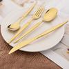 16Pcs Cutlery Set Dinner Knife Fork Spoon Flatware Set Kitchen Gold Dinnerware Stainless Steel Tableware Silverware Set Gift