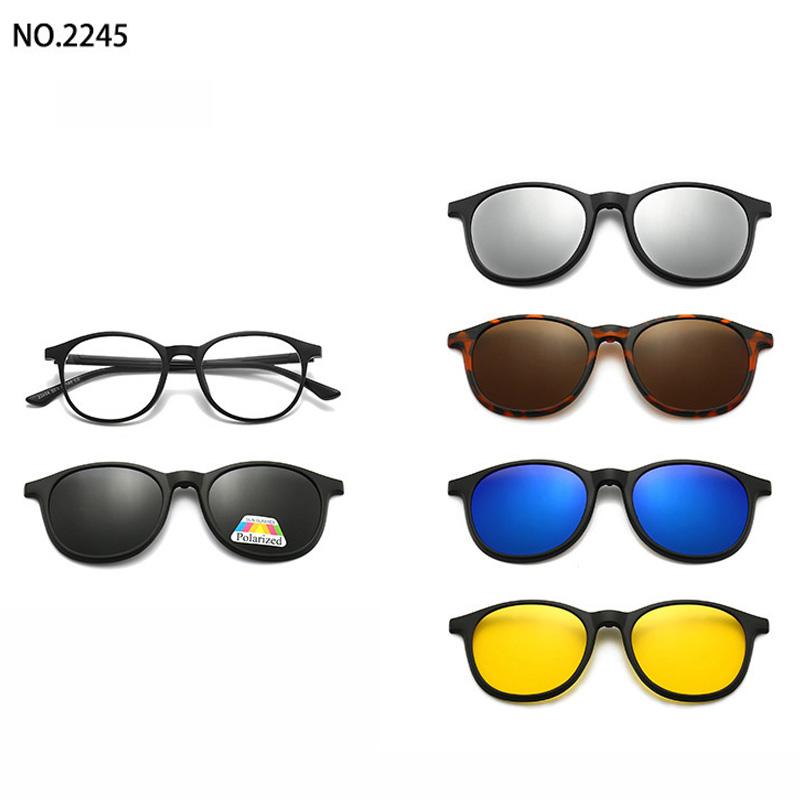 6 In 1 Custom Men Optical Magnetic Sunglasses Magnet Clip On Sunglasses Polaroid Clip On Sun Glasses