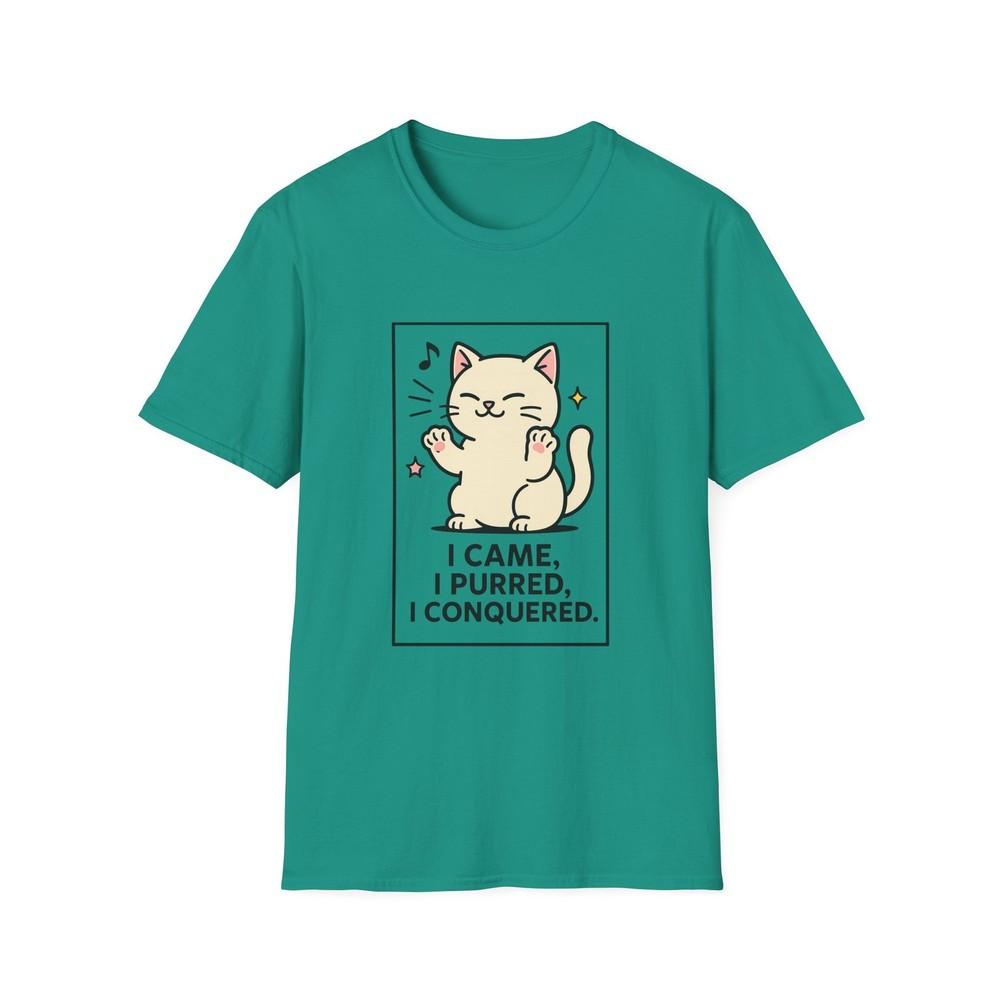 

Unisex Softstyle T-Shirt Smug Kitten Funny I Came I Purred I Conquered Cat Tee 4XL