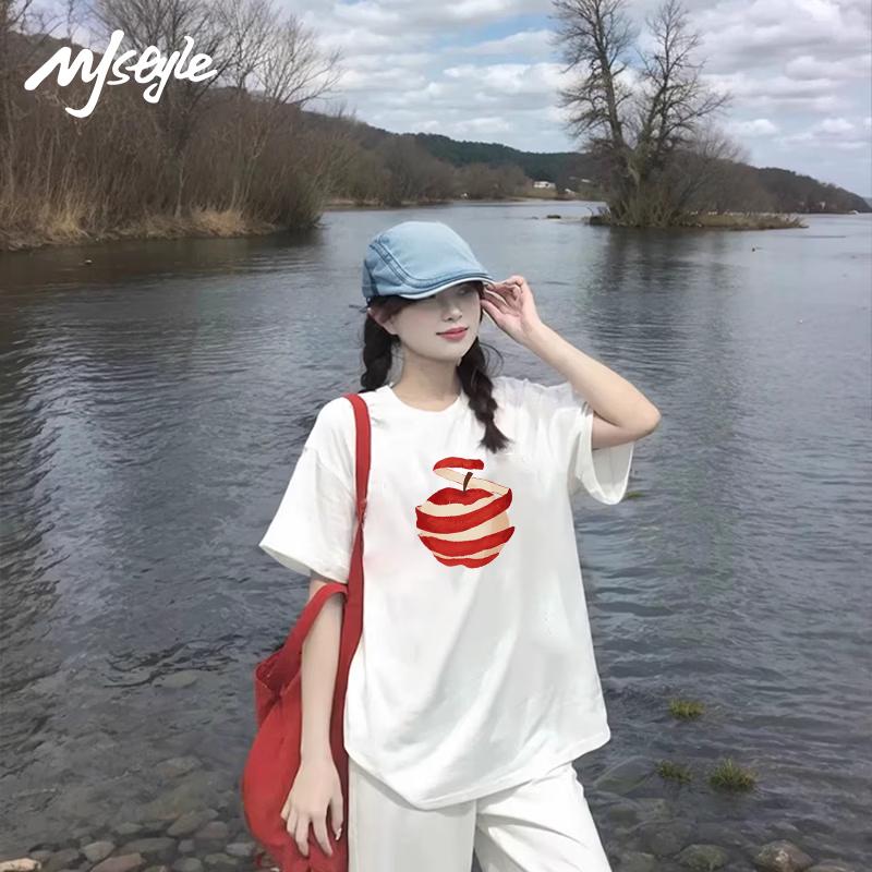MJ STYLE Women's 2026 Summer Loose Fit Pure Cotton Short Sleeve Tee