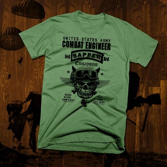 Combat Engineer T-Shirt Army Sapper Lead The Way Military Combat Vet Essayons 3XL
