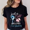 Funny Just A Girl Who Loves Ice Skating  Female Clothing Summer Cute  T Shirt Short Sleeve Skating Graphic Tops Women T-shirt