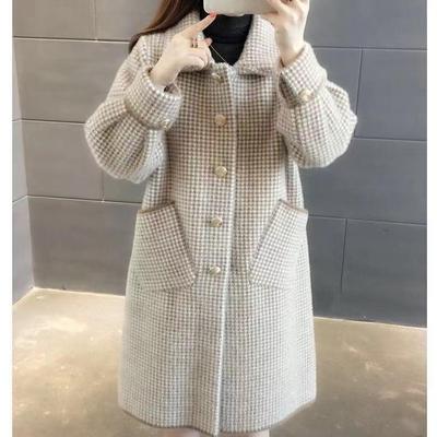 New High Quality Autumn Winter Coat Female New Korean Knitted Cardigan Loose Medium Long Wool Sweater