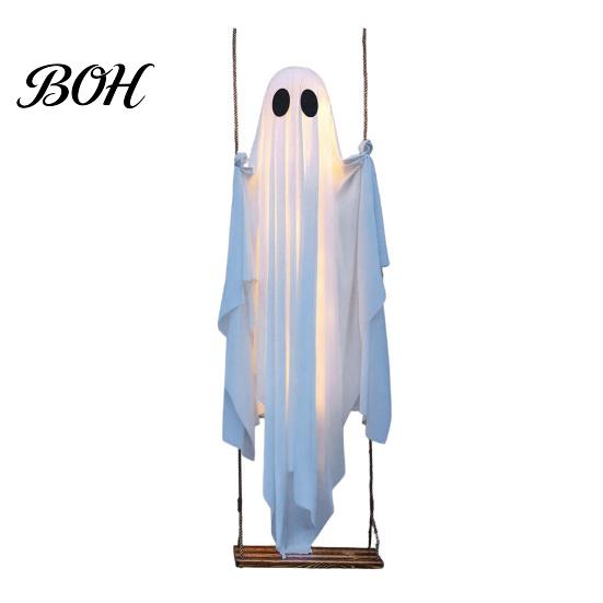 Weiche Geisterfigur für Schaufenster Große Hängeschaukel Halloween-Dekoration mit Fernbedienung und Schnur Wasserdichtes Gewebe Hof Baumlicht,