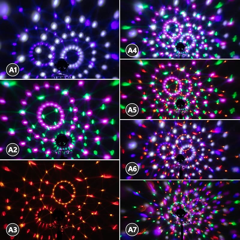 Litake LED Mirror Ball Disco Light for Home Use, 7 Colors, RGB, Rotating, Remote Control, Voice Activation, Multi-Color Changing