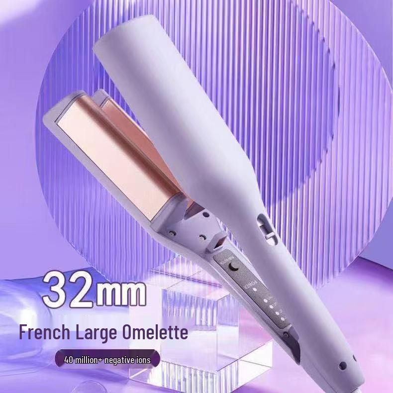 French Water Wave Deep V Curling Iron - 32mm Egg Roll Design, Long-Lasting Style, Hair-Safe