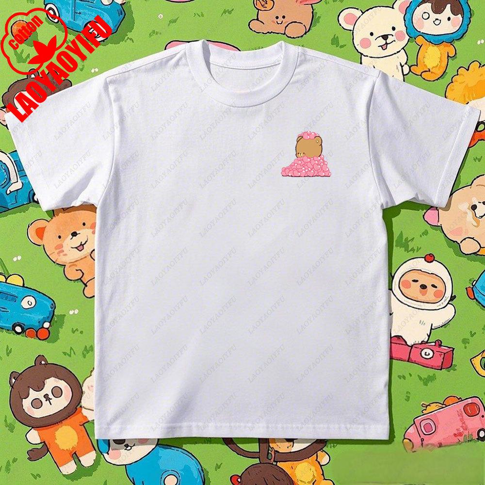 Kawaii Women Unisex Matching Milk and Mocha TShirt Cartoon Anime Print Cotton Tee Funny Couple Tshirts Summer Casual Shirt Tops
