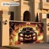 1pc Halloween Night Tour 2D Garage Door Ribbon - Terrifying Monster Car and Flame Designzyc