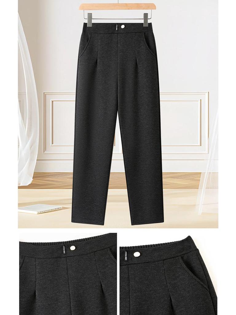 Plus Size Woolen Winter Pants for Women: Stylish, Thick, Warm Straight-Leg Trousers for Middle-Aged and Young Mothers