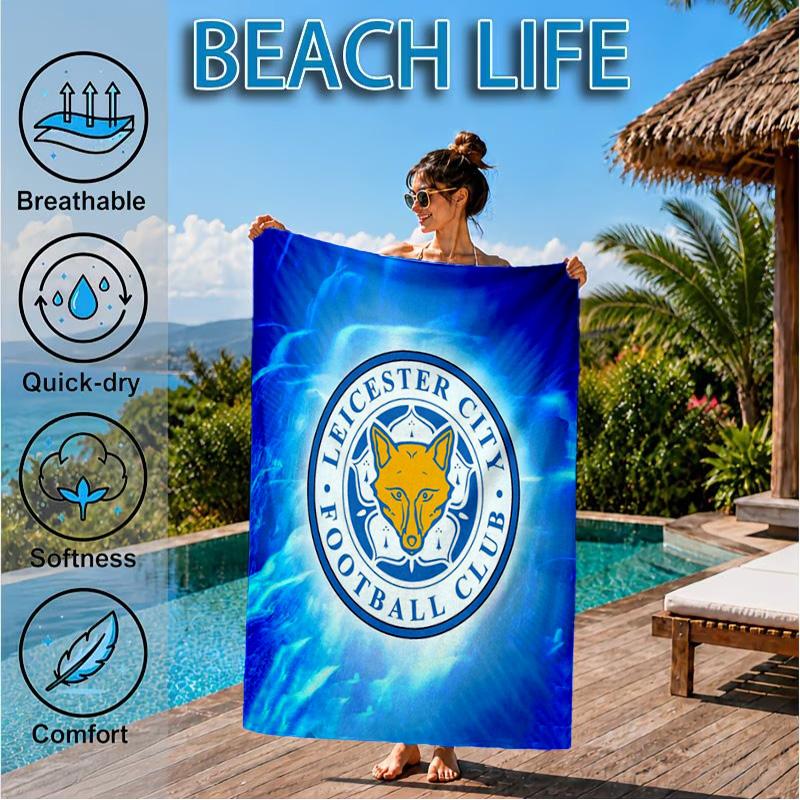 Fc Crest Design Printed Microfiber Beach Towel, Soft And Absorbent, Quick-Dry, Ideal for Summer Travel, Beach Essential, Swimming Pool