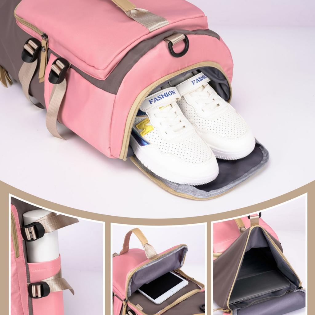 Schoolbag Large capacity short trip bag Women's foldable business trip duffel bag Lightweight expansion Crossbody handbag Men's backpack