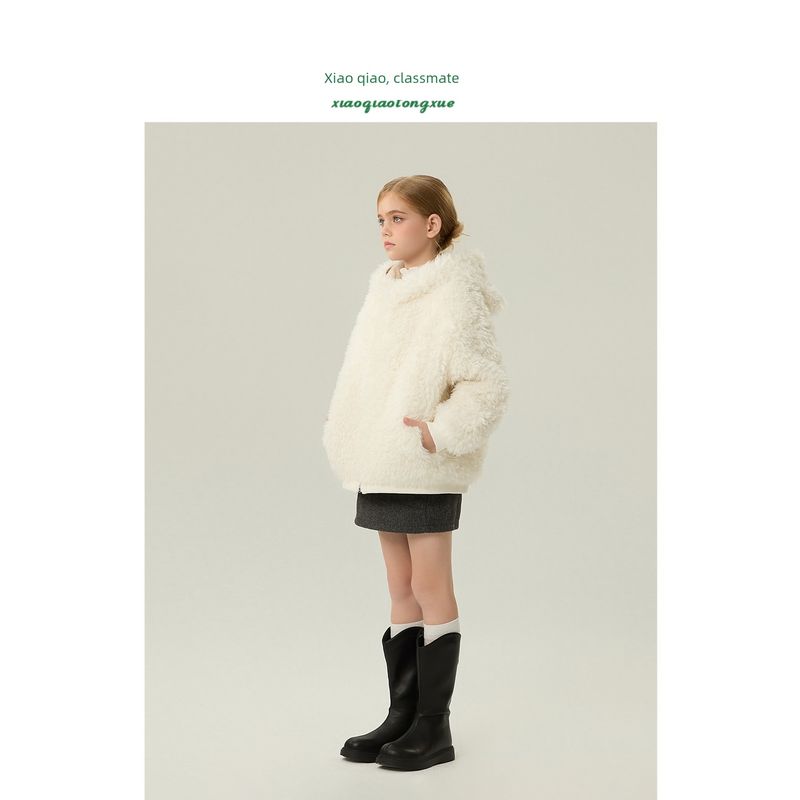 Children's Fur Coat Autumn and Winter New Style Girls' Imitation Lamb Wool Bear Cardigan Little Girl's Furry Coat Cute