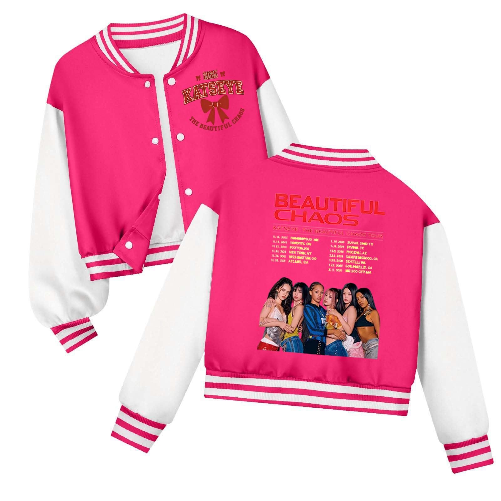 

Boys And Girls Printed Contrast-Color Patchwork Baseball Jacket With Long Sleeves And Round Neck 140