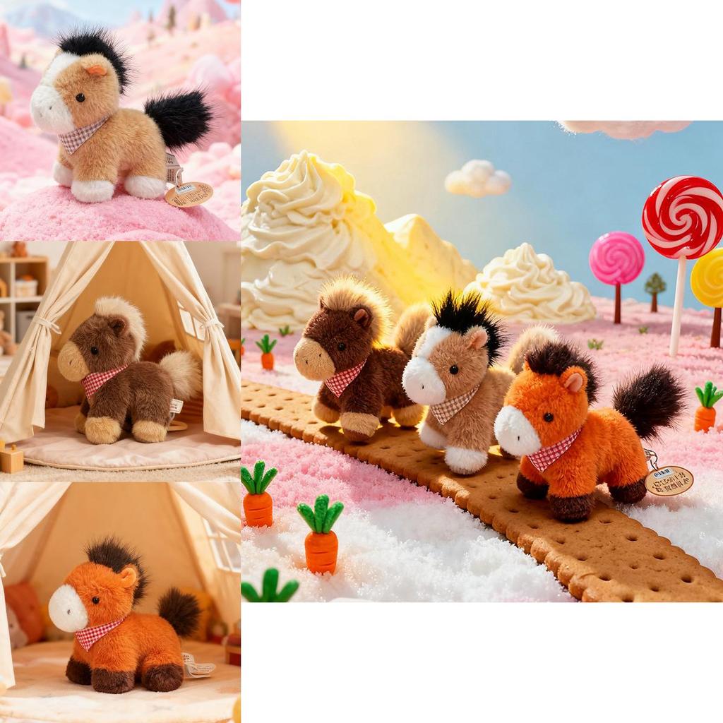 Pony Plüschtier mit Schal Kurzer Plüsch Kindergeschenk für Tierliebhaber