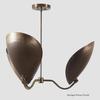 Stilnovo Style Three Curved Disk Shade Sputnik Pendant Light Fixture Brass