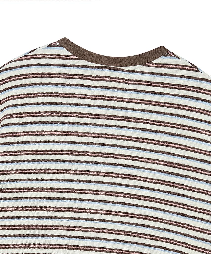 BEYOND CLOSET [Collection Line] Airy Stripe Short Sleeve Knit Multi