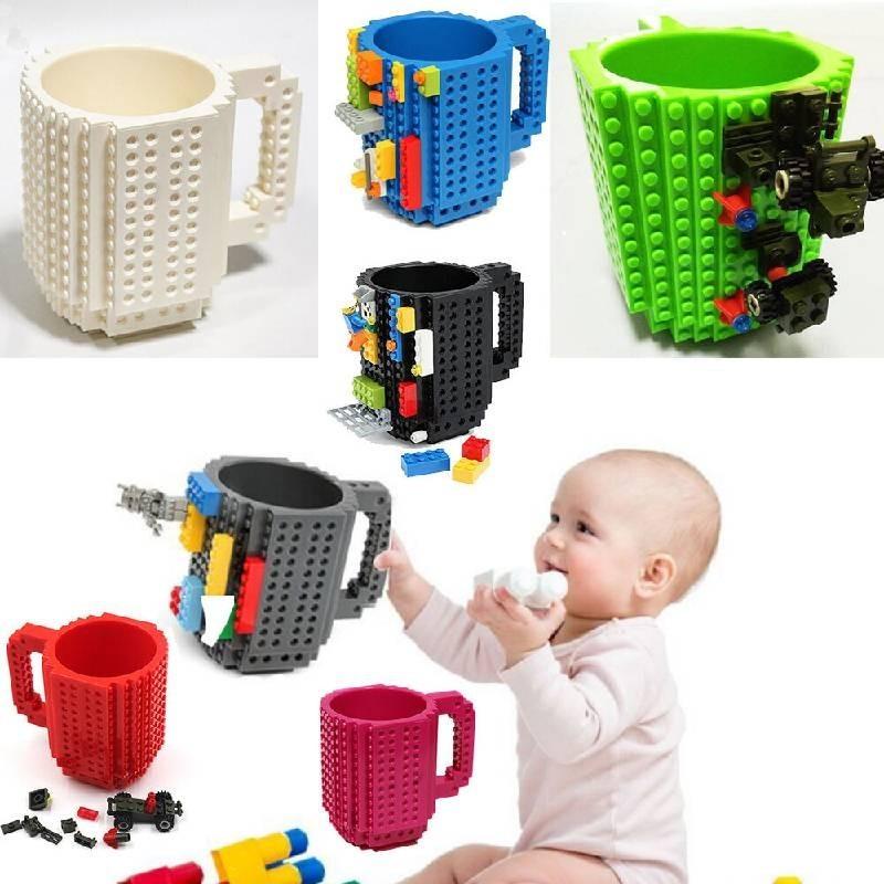 Bunter DIY Bausteinbecher mit 350 ml Fassungsvermögen Plastik-Kaffeetasse im europäischen Stil