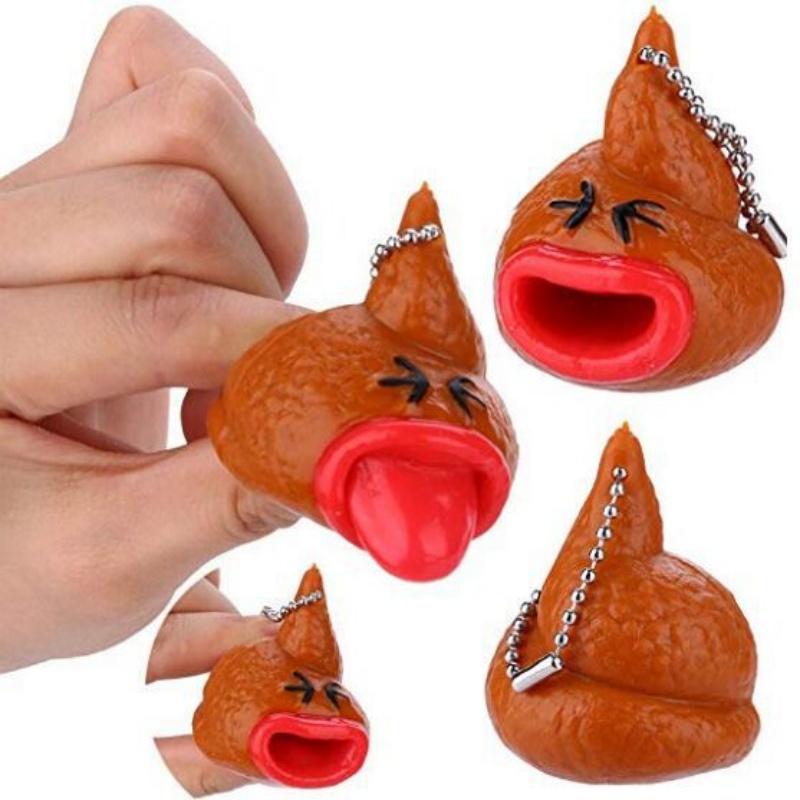 3PCS Novelty Funny Gift Gadgets, Poop Keychain, Prank Squeeze Tongue, Tricky Stress Relief, Relax Toys, Poop Squeezing Fun Toy