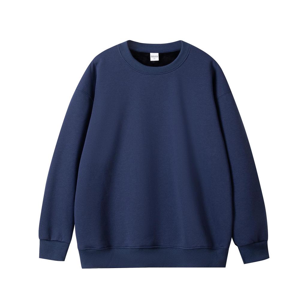 450G Silverräv Päls Tungviktssweatshirt - Unisex Höst/Vinter Lös Passform, Enfärgad, Rund Halsringning