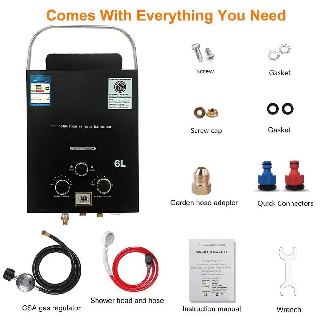 2025 New Portable Outdoor Gas Water Heater for Camping