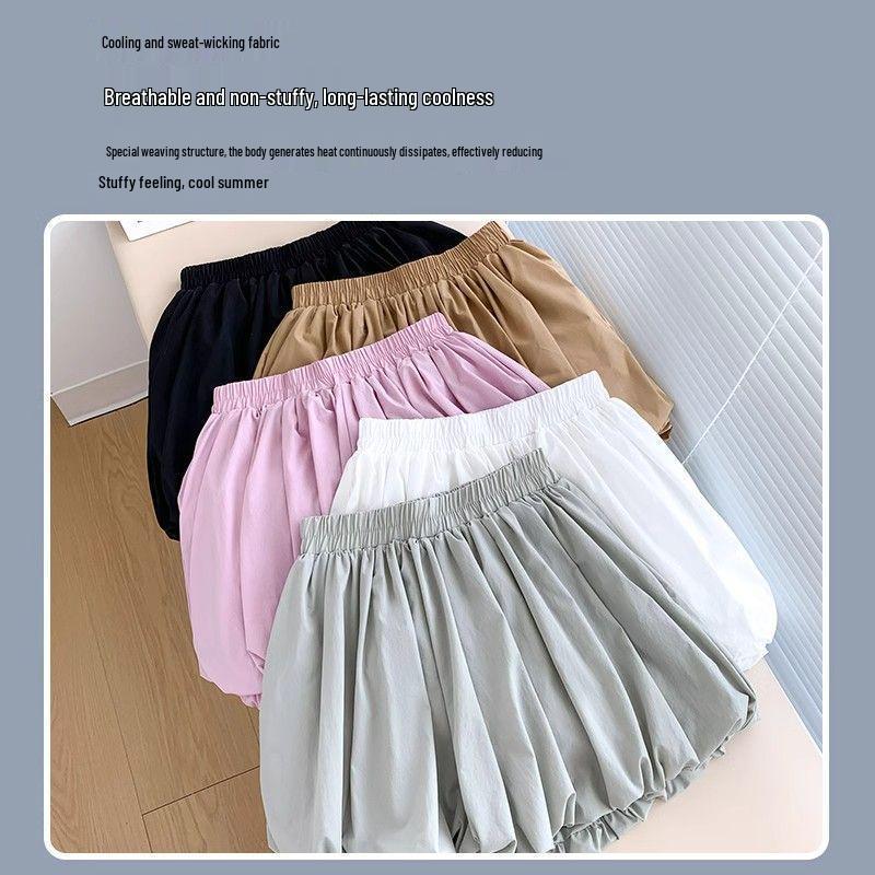 2024 Women's Summer White High Waist Puff Shorts