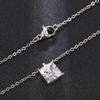 Ladies' Simple Square Pendant Necklace, Square Synthetic Zircon Inlay, Elegant Jewelry for Daily Wear Collarbone Chain, Birthday Gift