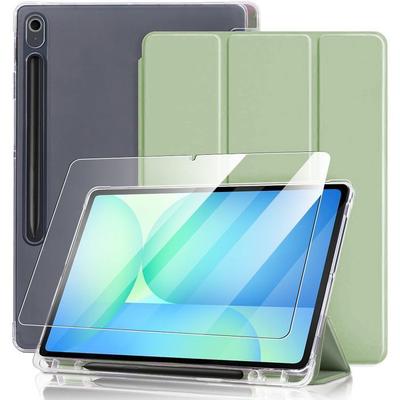 Case + Tempered Glass - BOOLING - for Samsung Galaxy Tab S9 - Silicone Protection - S Pen Holder - Green