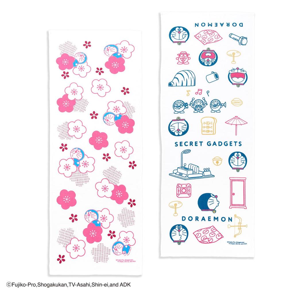 Towel Museum Tenugui Made in 34 x Plum Towel, Japan, 100% Cotton, Approx. 90cm, Doraemon, Blossom, Pink, 21-2402120