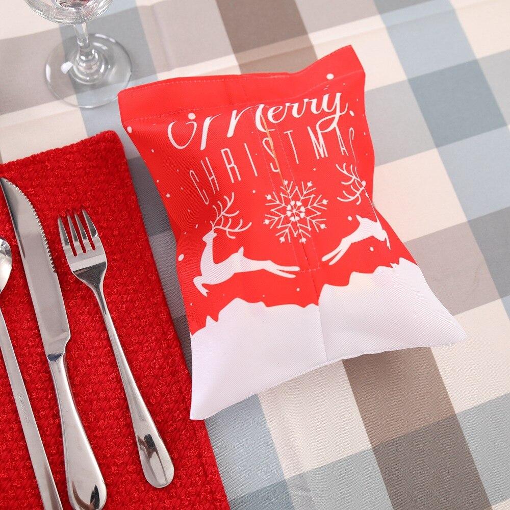 Christmas Tissue Box Cover Bag Cartoon Santa Tissue Covers Kitchen Dinner Party Table Decors Christmas Decorations for Home