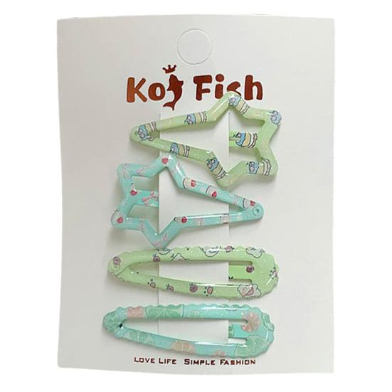 

4Pcs Girl Hairpins Childlike Pattern Fish Bone Geometry Shape Strong Grip Bang Hair Pins Rounded Edges Party Hair Accessories C